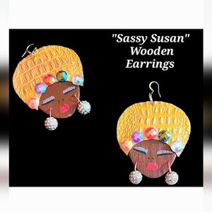 Beautiful One-Of-A-Kind Wood Earrings! Brand new with tags!